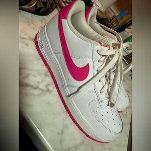 Nike White and Hot Pink Air Sneakers
